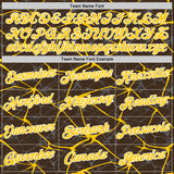 Custom Brown Yellow Gray-White Abstract Network Crackle Performance T-Shirt