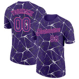 Custom Purple White Gray-Pink Abstract Network Crackle Performance T-Shirt