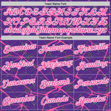 Custom Purple Pink Gray-White Abstract Network Crackle Performance T-Shirt