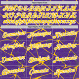 Custom Purple Yellow Gray-White Abstract Network Crackle Performance T-Shirt