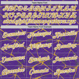 Custom Purple Old Gold Gray-White Abstract Network Crackle Performance T-Shirt