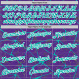 Custom Purple Aqua Gray-White Abstract Network Crackle Performance T-Shirt