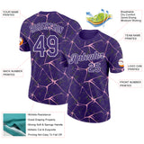 Custom Purple Light Pink Gray-White Abstract Network Crackle Performance T-Shirt