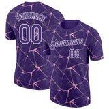 Custom Purple Light Pink Gray-White Abstract Network Crackle Performance T-Shirt