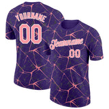 Custom Purple Medium Pink Gray-White Abstract Network Crackle Performance T-Shirt