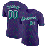 Custom Purple Teal Gray-White Abstract Network Crackle Performance T-Shirt