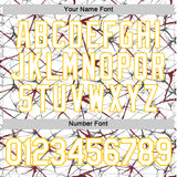 Custom White Burgundy Gray-Yellow Abstract Network Crackle Performance T-Shirt