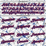 Custom White Royal Gray-Red Abstract Network Crackle Performance T-Shirt
