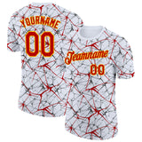Custom White Red Gray-Yellow Abstract Network Crackle Performance T-Shirt