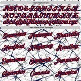 Custom White Navy Gray-Red Abstract Network Crackle Performance T-Shirt