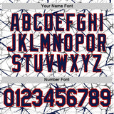 Custom White Navy Gray-Red Abstract Network Crackle Performance T-Shirt