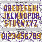Custom White Purple Gray-Yellow Abstract Network Crackle Performance T-Shirt