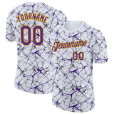 Custom White Purple Gray-Yellow Abstract Network Crackle Performance T-Shirt