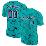 Custom Aqua Navy Gray-White Abstract Network Crackle Performance T-Shirt