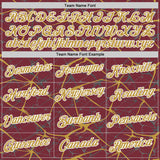Custom Burgundy Old Gold Gray-White Abstract Network Crackle Performance T-Shirt