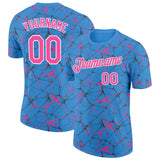 Custom Powder Blue Pink Gray-White Abstract Network Crackle Performance T-Shirt