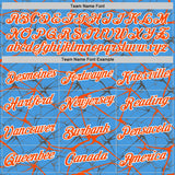 Custom Powder Blue Orange Gray-White Abstract Network Crackle Performance T-Shirt