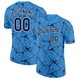 Custom Powder Blue Navy Gray-White Abstract Network Crackle Performance T-Shirt