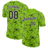 Custom Neon Green Black Gray-White Abstract Network Crackle Performance T-Shirt