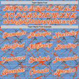 Custom Light Blue Orange Gray-White Abstract Network Crackle Performance T-Shirt