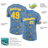 Custom Light Blue Yellow Gray-White Abstract Network Crackle Performance T-Shirt
