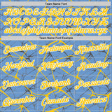 Custom Light Blue Yellow Gray-White Abstract Network Crackle Performance T-Shirt