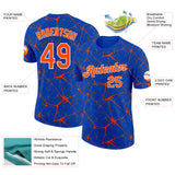 Custom Thunder Blue Orange Gray-White Abstract Network Crackle Performance T-Shirt