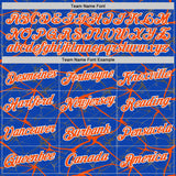 Custom Thunder Blue Orange Gray-White Abstract Network Crackle Performance T-Shirt