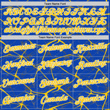 Custom Thunder Blue Yellow Gray-White Abstract Network Crackle Performance T-Shirt