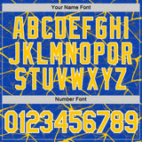 Custom Thunder Blue Yellow Gray-White Abstract Network Crackle Performance T-Shirt
