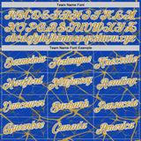 Custom Thunder Blue Old Gold Gray-White Abstract Network Crackle Performance T-Shirt