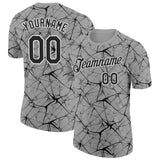 Custom Gray Black-White Abstract Network Crackle Performance T-Shirt