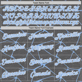 Custom Steel Gray Light Blue-White Abstract Network Crackle Performance T-Shirt