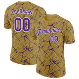 Custom Old Gold Purple Gray-White Abstract Network Crackle Performance T-Shirt