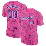 Custom Pink Purple Gray-White Abstract Network Crackle Performance T-Shirt