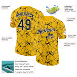 Custom Yellow Black Gray-White Abstract Network Crackle Performance T-Shirt