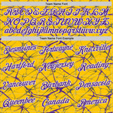 Custom Yellow Purple Gray-White Abstract Network Crackle Performance T-Shirt