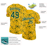 Custom Yellow Green Gray-White Abstract Network Crackle Performance T-Shirt