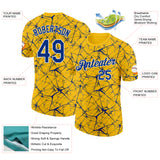 Custom Yellow Royal Gray-White Abstract Network Crackle Performance T-Shirt