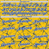 Custom Yellow Royal Gray-White Abstract Network Crackle Performance T-Shirt