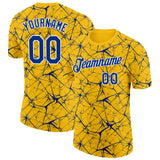 Custom Yellow Royal Gray-White Abstract Network Crackle Performance T-Shirt