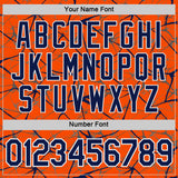 Custom Orange Navy Gray-White Abstract Network Crackle Performance T-Shirt