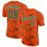 Custom Orange Green Gray-White Abstract Network Crackle Performance T-Shirt