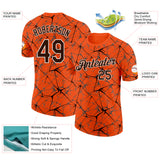 Custom Orange Brown Gray-White Abstract Network Crackle Performance T-Shirt