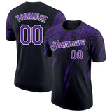 Custom Black Purple-White Distressed Scratch Brush Stroke Performance T-Shirt