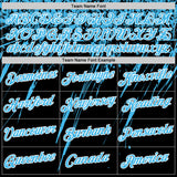 Custom Black Sky Blue-White Distressed Scratch Brush Stroke Performance T-Shirt