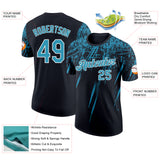 Custom Black Panther Blue-White Distressed Scratch Brush Stroke Performance T-Shirt