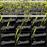 Custom Black Neon Yellow-White Distressed Scratch Brush Stroke Performance T-Shirt