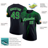 Custom Black Grass Green-White Distressed Scratch Brush Stroke Performance T-Shirt