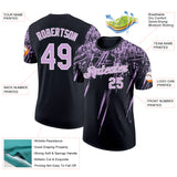 Custom Black Light Purple-White Distressed Scratch Brush Stroke Performance T-Shirt